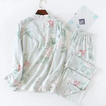 Korea Friske Blomster Print pyjamas sæt kvinder, bomuld med lange ærmer casual nattøj kvinder pyjamas Efteråret hot salg 2020