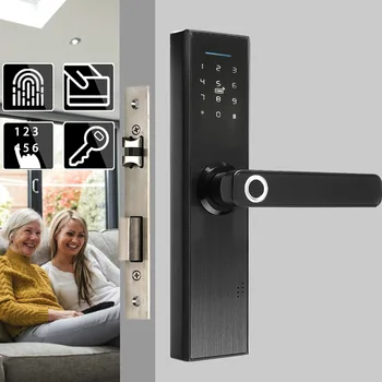 Smart Digital Door Lock Sikkerhed Intelligent Elektronisk Lås Fingeraftryk / Digital-Kode / Smart-Kort / Nøgle Home-Smart Låse