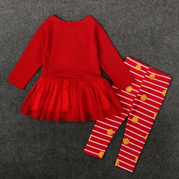 Nye 2020 Efteråret Jul Kids, der Passer Søde Santa Claus langærmet Stribet Hakama 2stk Passer Fashion Baby Pige Tøj Børnene Sæt