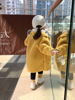 Nye produkter til efteråret og vinteren piger' koreansk stil trendy varmt, blødt voksagtig jakke mode enkelt uldne børn pels