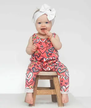 0 til 24 Måneder Spædbarn Nyfødte Barn Baby Pige Tøj Vest Sparkedragt uden Ærmer Print Lang Buksedragt Sunsuit Tøj Tøj