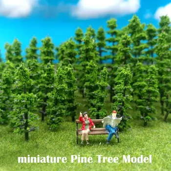 Miniature Simuleret Fyrretræ Scene Model Træ Materialer DIY Forbrugsstoffer til Toget Sand Tabel Bygning 20pcs