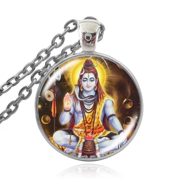 KARAIRIS Indiske Buddhisme Herren Shiva Halskæde Glas Facetslebet Vedhæng i Forgyldt Sølv Choker Sweater Kæde Halskæde Gave til Kvinder