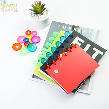 Hukommelsen & Planner 24mm 35mm100pcs Farverige Hjerte-formede Transparente Plast Løs-blad NoteBook Bindende Ring