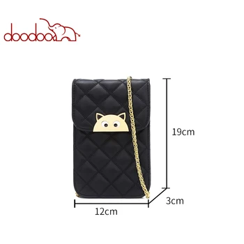 2018 nye kvinder mode mini mobiltelefon taske pu læder og kat, sequined kæder D8682