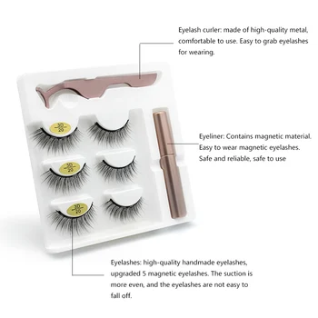 5 Magnet 3DFalse Eyelash Magnetiske Eyelash Extension Holdbar Vandtæt Magnetiske Eyeliner Pincet Sæt Genanvendelige Logo, der kan Tilpasses