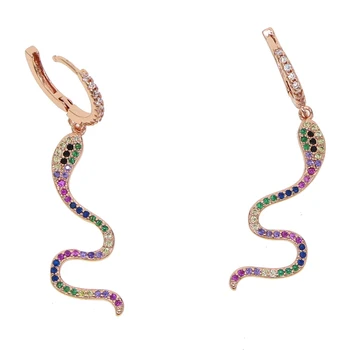2019 hot mode fine rainbow cz wrap dingle slange form cz bar øreringe Guld, fyldt blanding farve CZ charme fashion kvinder smykker