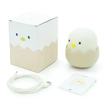 Kyllinger sovende lys tegnefilm silikone USB-opladning, æggeskal kylling lys tumbler sengen nat lys