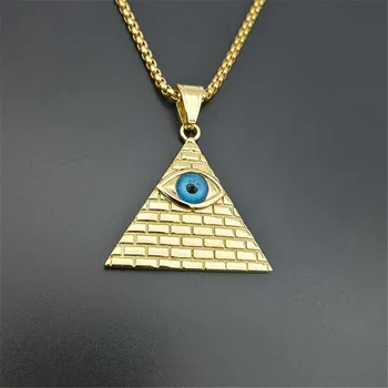 Egyptisk Pyramide Onde Øjne af Providence Halskæder, Vedhæng Mænd Kvinder i Guld Farve Rustfrit Stål Gyldne Halskæde Egypten Smykker