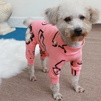 Kæledyr Hund Buksedragt Tynd Hvalp Tøj Trykt Overalls Til Små Hunde Bomuld Pyjamas, Chihuahua, Puddel Elastisk Bunden Shirt