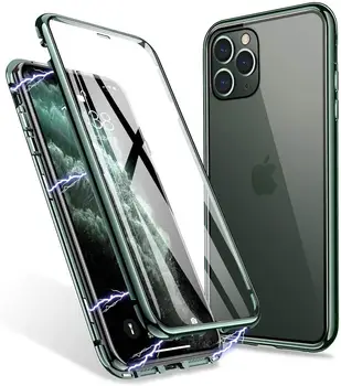 360 Fuld Dækning Dobbelt Side Hærdet Glas Magnetisk cover til IPhone 12 11 Pro XS ANTAL XR-X 8 7 Plus Metal Ramme Telefonens Cover