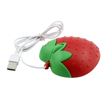 Wired Søde Mus Tegnefilm Jordbær Kreative Mini 3D-Mause USB-tilsluttet Optisk 800 DPI Ergonomiske Computer Mus Pige Gaver Til Bærbar PC