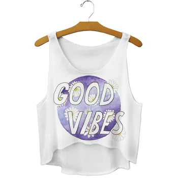 YEMUSEED Gode Vibes Crop Tops Sexet Sommer Mode Harajuku Toppe Mujer Tumblr Femme Plus Size XL WCT08