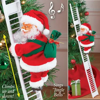 2020 Santa Claus Klatring Stigen Elektriske Santa Claus Dukke Juletræ Hængende Ornament Udendørs Indendørs Døren Vægdekoration