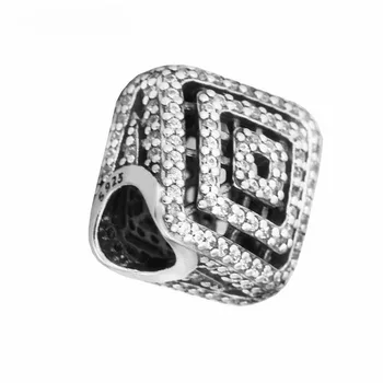 Klare CZ Geometriske Linjer Charm Perler til Sølv 925 Oprindelige Charme Armbånd Kvinder Smykker DIY Krystal Perler til smykkefremstilling