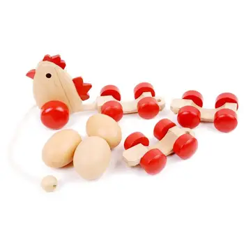Kreative, Sjove Pædagogisk Legetøj Træ-DIY-Toy Høne Træk Æg Legetøj Push Pull Legetøj Perfekte Fødselsdagsgave til Baby Børn