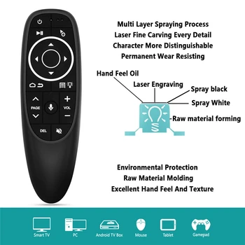 G10-Pro-Baggrundsbelyst Air Mouse Google Voice Search Gyroskop Fjernbetjening 2.4 G Trådløse Mikrofon Musen til Smart TV BOKS
