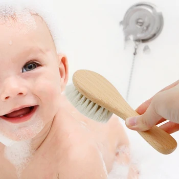 Baby Træ-Børste, Kam Nye Baby Træ-Pleje Ren Naturlig Uld Børste Baby Hårbørste Nyfødte Hair Brush Spædbarn Kam Hoved Massager