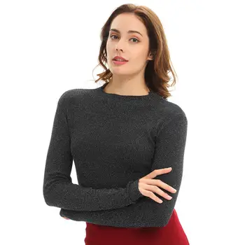 Kvinder trøjer skinnende sweater glimmer strik toppe lange ærmer tricot koreansk Stil kvindelige grundlæggende sweater plus size jumper strik