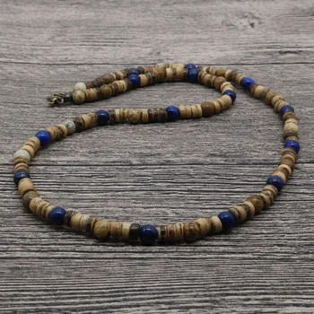 2018 Vintage Tribal Smykker til Mænd Beaded Halskæde Lapis Lazuli Kokos Shell Halskæde Til Mænd Bedste Ven Gave Til Ham AU-01