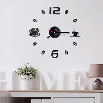 3D Home Vandtæt Væg Ur Kunst DIY Selvklæbende Køkken Horloges Moderne Mærkat Dekoration Digitale Ure Og Kopper Indretning