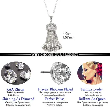 LXOEN Hot Mode Kvast Lang Halskæde med Cubic Zirconia Crown Halskæder Til Kvinder 2017 Erklæring Krystal Smykker collares