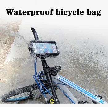 6.3 Cm Cykling Cykel Taske Vandtæt Cykel Hoved Rør Styret Mobiltelefon Taske Tilfælde Holder Tilfælde Touchable Gennemsigtigt Låg