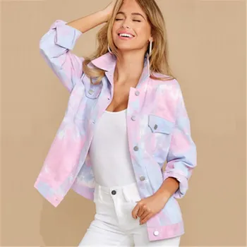 2020 nye pink pels kvinders langærmet slim-montering af originale ophold stil, casual mode tie dye jakke