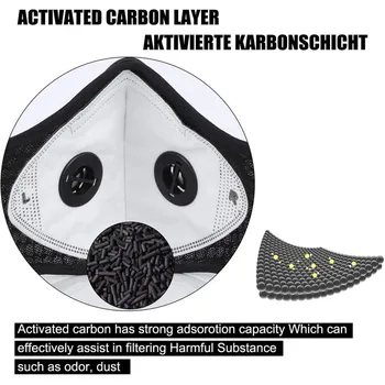 4stk Sport Cykling Face-Maske-Sort PM2.5 Anti-forurening Aktiveret Carbon Halve Ansigt Vaskbar Maske Mænd mondkapjes wasbaar Z0807