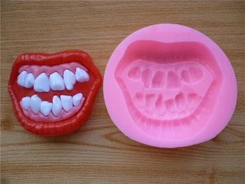 Horror tænder chokolade jelly silikone formen fondant kage mug, skimmel dekoration / wienerbrød værktøjer