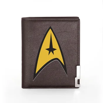 Classic Cool Starfleet Command Brun Læder Mænd Kvinder Kort Tegnebog ID Kreditkort Taske