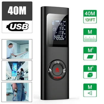Indbygget Batteri, 40m Indendørs Laser Afstandsmåler LCD Digital Laser Afstandsmåler Håndholdte afstandsmåling Meter