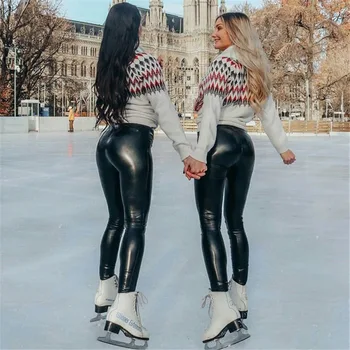 Kvinde PU Læder Bukser med Høj Talje Blyant Bukser Plus Size Tynde Efterår og Vinter Bukser Fortykket Pantalon Femme