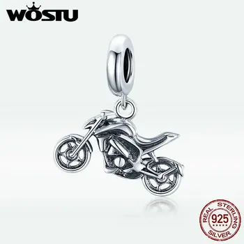 WOSTU Nye Ankomst Sport Autocycle Perler 925 Sterling Sølv Charms Vedhæng For Kvinder at Gøre Armbånd Fine Smykker FIC1712