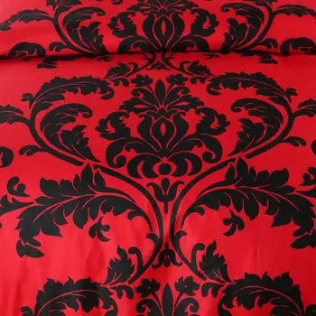 Europæisk Stil Rød&Sort Udskrivning Sengetøj Sæt 3stk Dronning 228x228cm Sengetøj Sengetøj Duvet Cover Sæt(Ingen Ark, Ingen Påfyldning)
