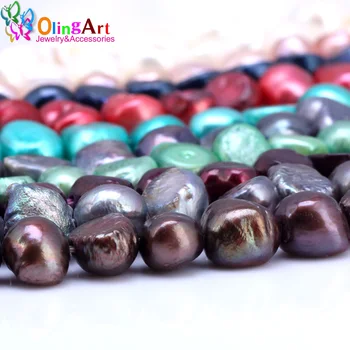 OlingArt mellem 7-8MM 1string Mørk brun&chokolade Natural pearl uregelmæssig oval perler DIY Armbånd, øreringe og smykkefremstilling