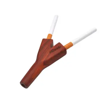 Double Barrel Træ-Cig Holder Fælles Cigaret Tilbehør Rullende Kegle Ryger Pibe Holder King Papir Palmetræ Piber