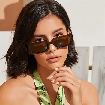 2020 Luksus Grønne Rektangel Solbriller Kvinder Brand Designer Solbriller Mænd Vintage Firkantede Briller Spejl Oculos De Sol