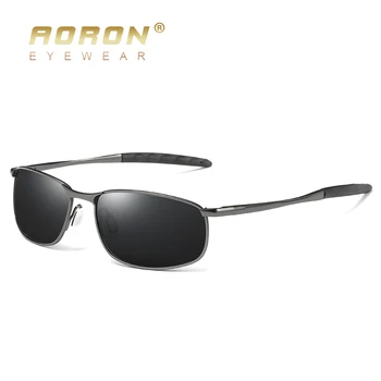 AORON Herre Polariserede Solbriller til sport rektangel Spejl Solbriller mænd aluminium Stel UV400 Sol Briller Briller