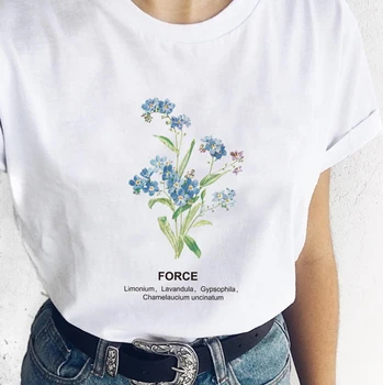 Sunfiz YF Blomster Print Toppe Kvinder 2020 Smarte Løs Rund Hals kortærmet Tee Afslappet Sommer Vintage T-Shirts Sød Harajuku Toppe