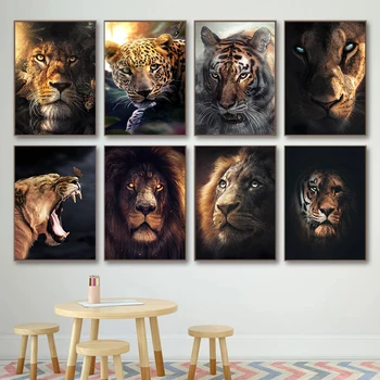 Lærred Maleri Dyr Væg Kunst, Gepard, Leopard Liggende Plakater og Prints Væg Billeder til Stue Dekoration, Indretning