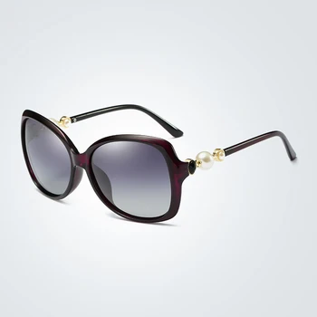 2021 Nye Kvinder Polariserede Solbriller Overdimensionerede Eyeglasss UV400 Fashion Perle Solbriller Med Box