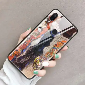 Gustav Klimt-kysset Hærdet Glas Tilfældet for Redmi Note 6 7 8 Pro 8T 9T K20 K30 Xiaomi Mi A3 CC9 CC9E Note 10 Pro Cover