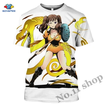 Anime 3d-print t-shirt til Mænd De Syv dødssynder Nanatsu Ingen Taizai Kvinder fashion t-shirt Harajuku-shirts shirts homme tshirt A67