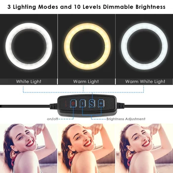 LED-Ringen Lys 16cm 26cm 5600K 64 Lysdioder Selfie Ring Lampe Fotografiske Belysning Med Stativ telefonholder USB-Stik Foto Studio
