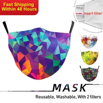 Zawaland Unisex Farverige Ansigt Maske Vaskbar Print Masker Genanvendelige Bevis Støv Munden Maske Beskyttende Filter Munden-dæmpe