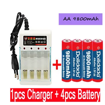 AA 1,5 V genopladeligt batteri af AA-batteri 9800 MAH til lommelygte toy ur MP3-afspiller udskiftning af batteri+Oplader
