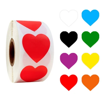 Farverige hjerteformede Klistermærker Tætning Lables 500 Stk/roll Kærlighed Klistermærker til Bryllup Dekoration Scrapbooking Brevpapir, Klistermærker