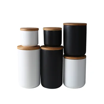 Ceative Nordisk Keramik lagertank 1000ml 800ml 260 ml bpa-frie Sort Hvid Bambus Tætning af Låg til Opbevaring Cover til Køkken Organizer