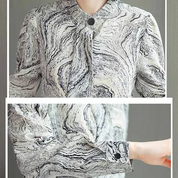 2021 Efteråret Mode Kontor Dame Plus Størrelse kvinde ' s Bluse med Print Pullover med Lange Ærmer, Elegante Damer Shirt Blusas Mujer 10464